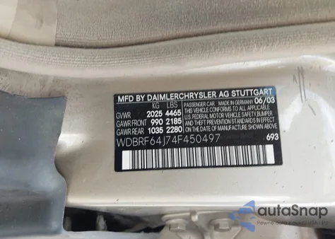 2004 Mercedes-Benz C 320 Sport from USA, damaged, VIN WDBRF64J74F450497